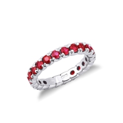 Alliance rubis en or blanc 18k à tour complet