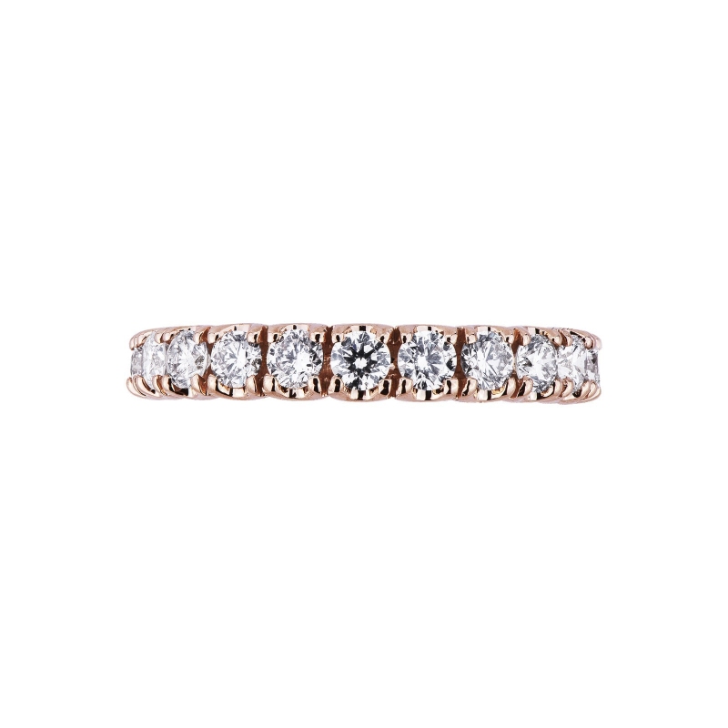 Bague d'éternité griffe en or rose et diamants Bague d'éternité griffe en or rose et diamants