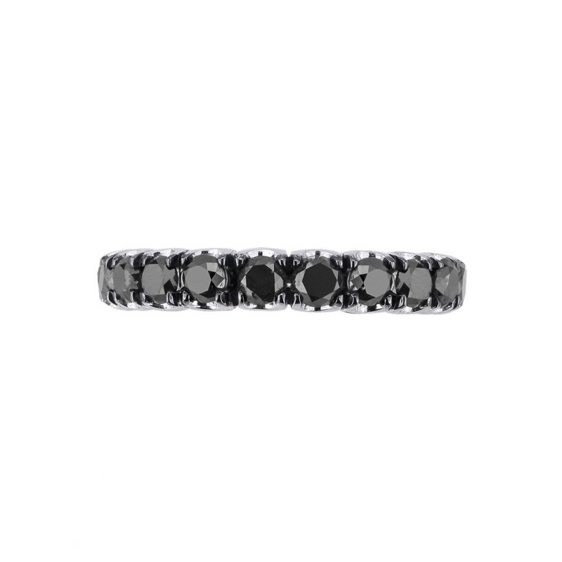 Bague Eternity en or blanc 18 carats sertie de diamants noirs  Bague Eternity en or blanc 18 carats sertie de diamants noirs