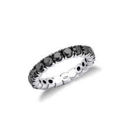Bague Eternity en or blanc 18 carats sertie de diamants noirs