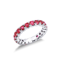 Rubis bague d'éternité en or blanc 18k