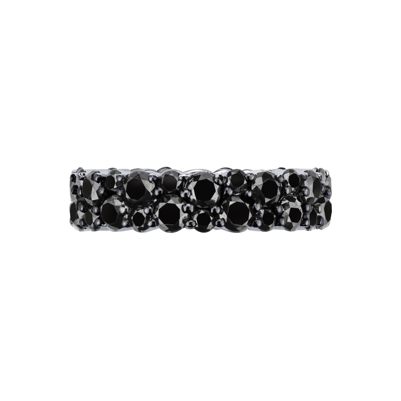 Bague d'éternité en or blanc 750 avec diamants noirs Bague d'éternité en or blanc 750 avec diamants noirs