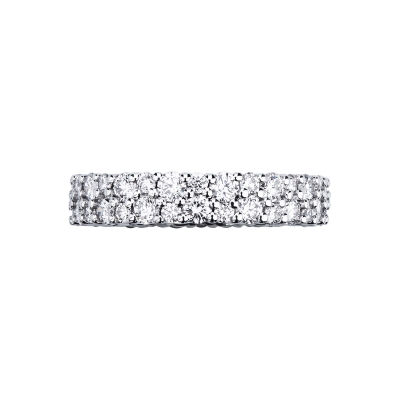 Bague eternity en or blanc 18k avec deux rangées de diamants 