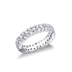 Bague eternity en or blanc 18k avec deux rangées de diamants