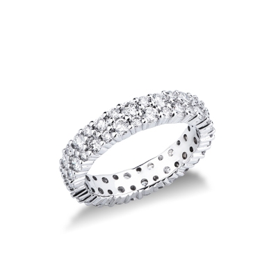 Bague eternity en or blanc 18k avec deux rangées de diamants 
