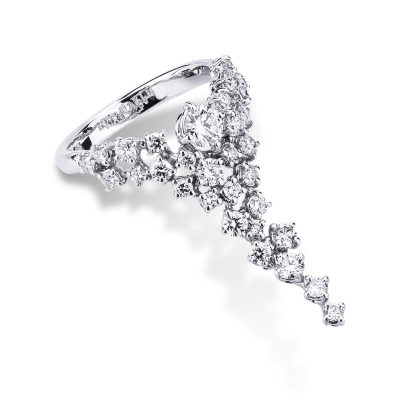 Bague Cascade en Or Blanc 18k avec Diamants