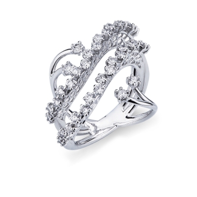 Bague croisée en or blanc 18 carats avec diamants 