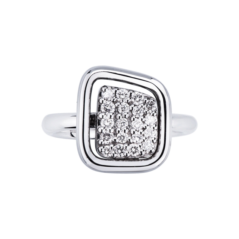 Bague géométrique en or blanc 18k avec diamants