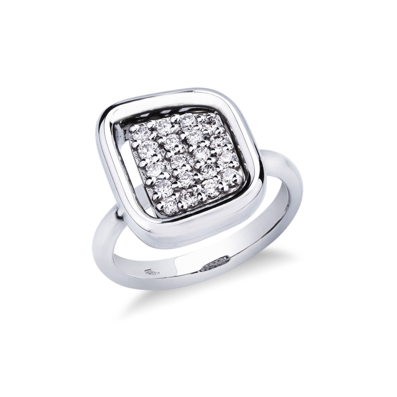 Bague géométrique en or blanc 18k avec diamants
