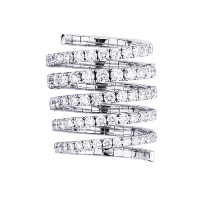 Bague design en or blanc 18k et diamants