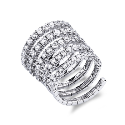 Bague design en or blanc 18k et diamants