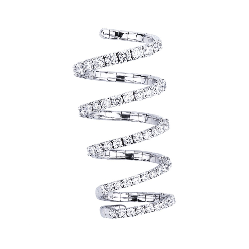 Bague felexible ressort en or blanc 18k avec diamants Bague felexible ressort en or blanc 18k avec diamants