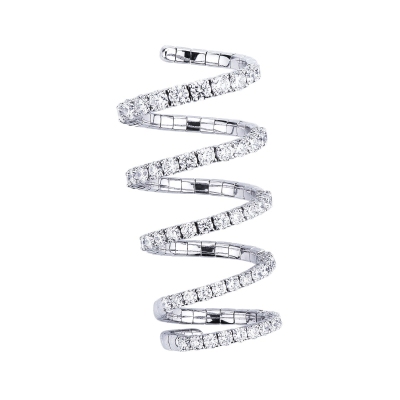 Bague felexible ressort en or blanc 18k avec diamants