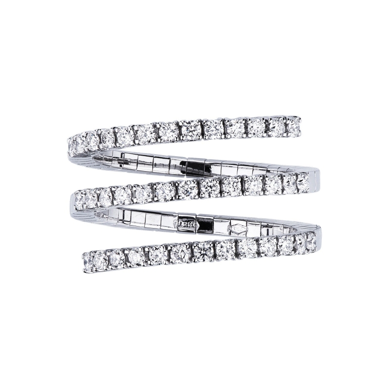 Bague en spirale en or blanc 18 carats et diamants Bague en spirale en or blanc 18 carats et diamants