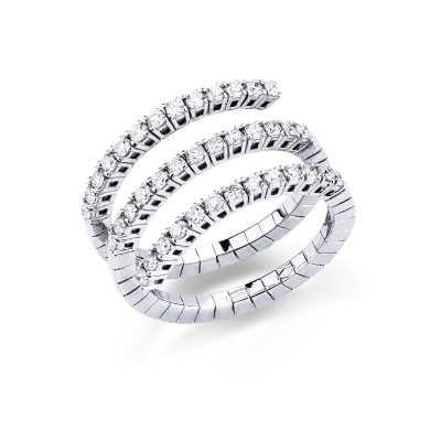 Bague en spirale en or blanc 18 carats et diamants
