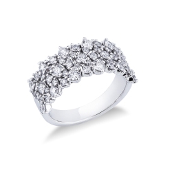 Bague navettes en or blanc 18 ct avec diamants