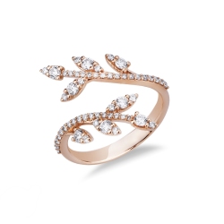 Bague en or rose 18k moi et toi et diamants