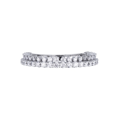  Bague design en or blanc 18k sertie de diamants
