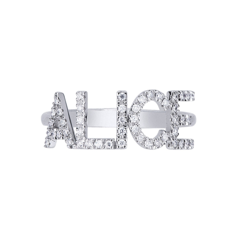 Bague personnalisée prénom  ALICE en diamants