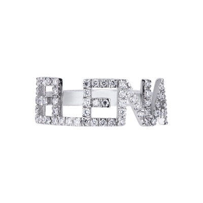 Bague en or blanc 18k avec le prénom ELENA serti de diamants