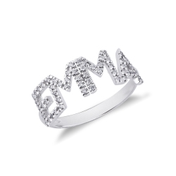 Bague personnalisée prénom EMMA en or blanc et diamants