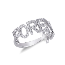Bague personnalisée  7 lettres FOREVER en diamants et or blanc 750