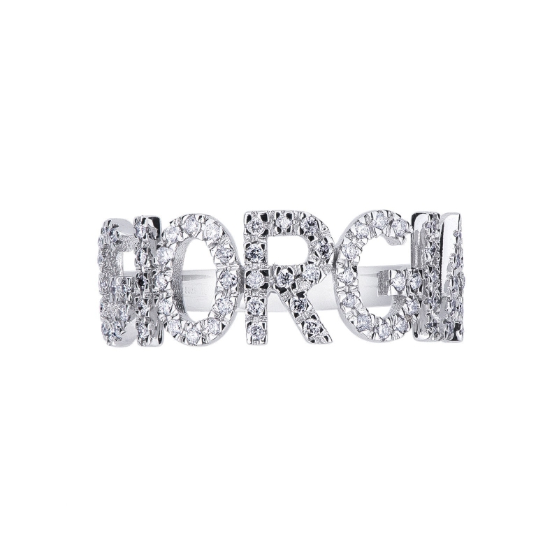 Bague en or blanc 18k avec le prénom GIORGIA serti de diamants