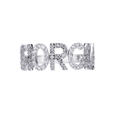 Bague en or blanc 18k avec le prénom GIORGIA serti de diamants