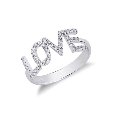 Bague personnalisée LOVE en or blanc et diamants