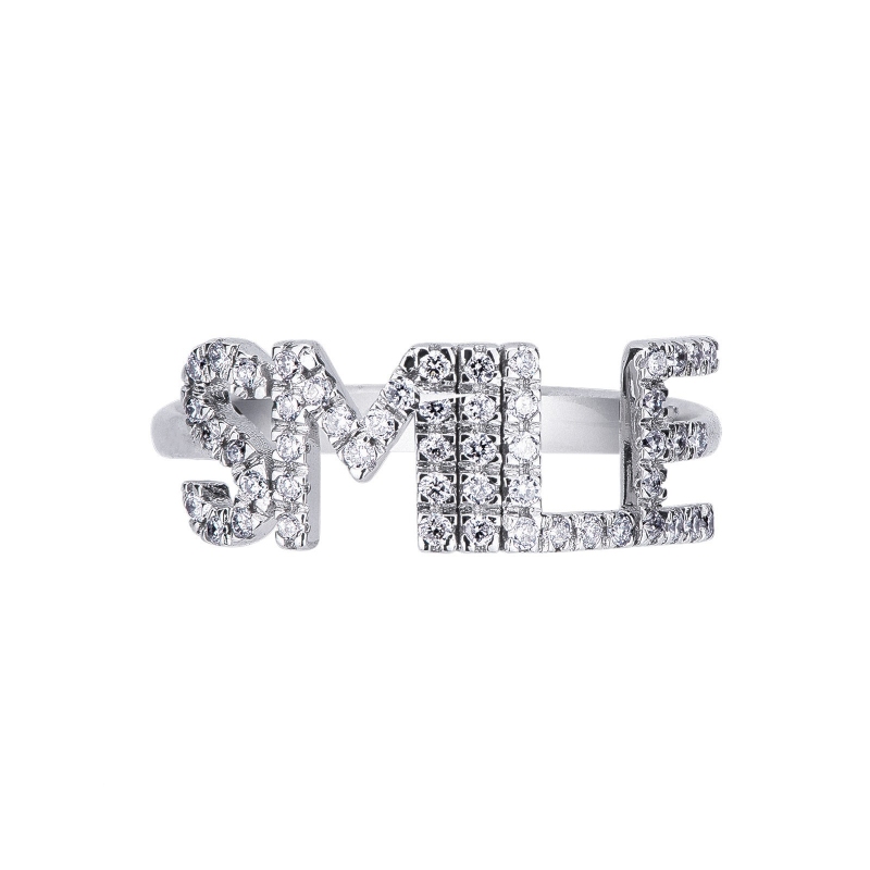 Bague personnalisée  SMILE en diamants et or blanc 750 Bague personnalisée  SMILE en diamants et or blanc 750