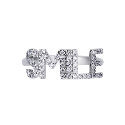 Bague personnalisée  SMILE en diamants et or blanc 750
