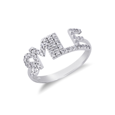 Bague personnalisée  SMILE en diamants et or blanc 750