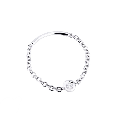 Bague Maille Souple en Or 18k avec Diamant ct 0,03