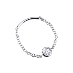 Bague souple en or blanc 18k avec diamant 0,10 ct