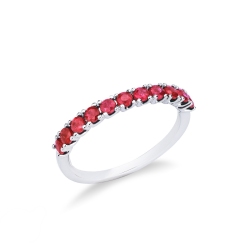 Bague femme en or blanc 18k avec onze rubis