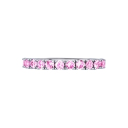 Bague Alliance Or Blanc 18k avec Saphirs Roses 2