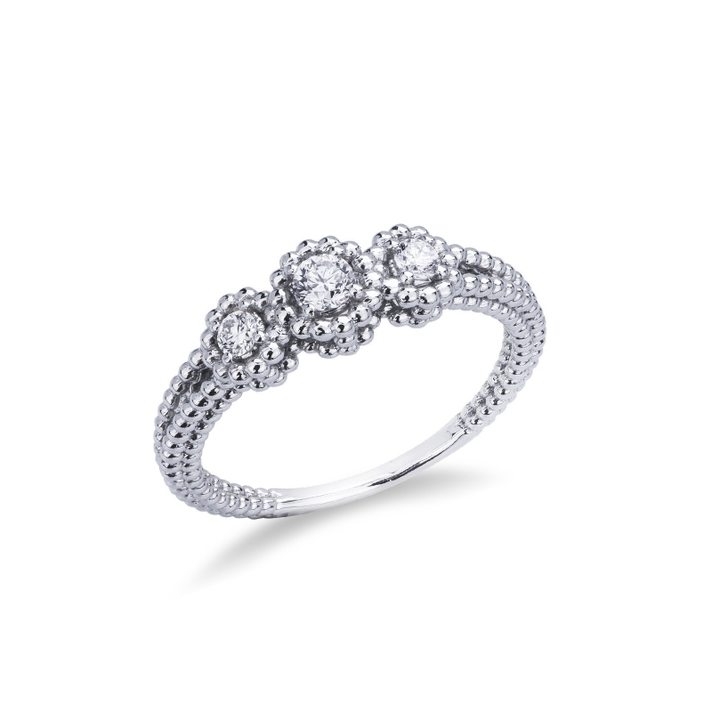 Bague trilogy en or blanc 18k avec anneau torsadé et diamants