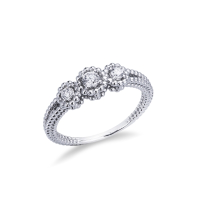 Bague trilogy en or blanc 18k avec anneau torsadé et diamants