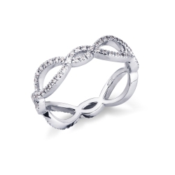 Bague entrelacee en or blanc 18k avec diamants