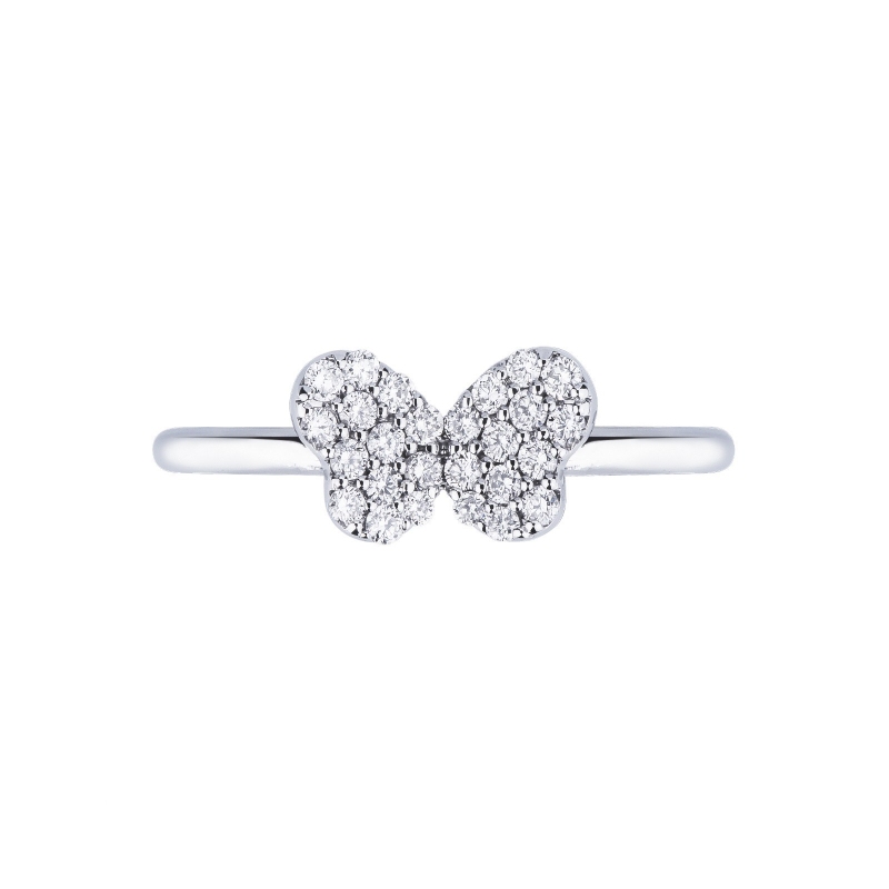Bague papillon en or blanc 18k avec diamants