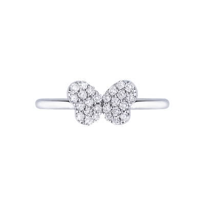 Bague papillon en or blanc 18k avec diamants