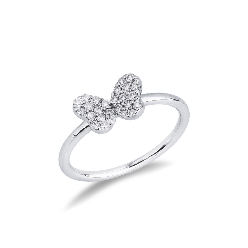 Bague papillon en or blanc 18k avec diamants
