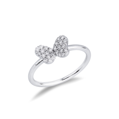 Bague papillon en or blanc 18k avec diamants