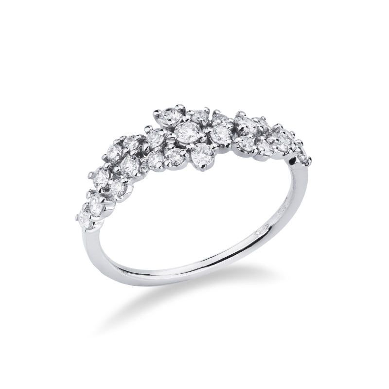 Bague feuilles en or blanc 18k avec diamants