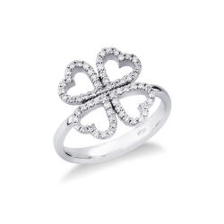 Bague fleur en or blanc 18 carats et diamants