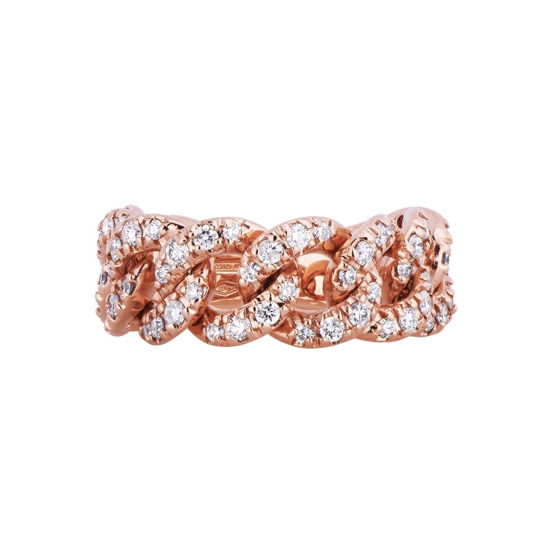 Bague groumette or rose 18k avec diamants Bague groumette or rose 18k avec diamants