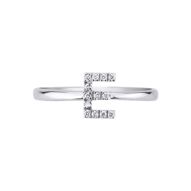 Bague avec lettre   E  en or blanc et diamants Bague avec lettre   E  en or blanc et diamants