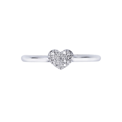 Bague en or blanc 18k avec diamants en forme de cœur
