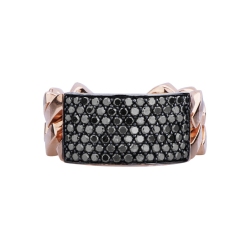 Bague homme diamants noirs gourmette or rose 18k  2