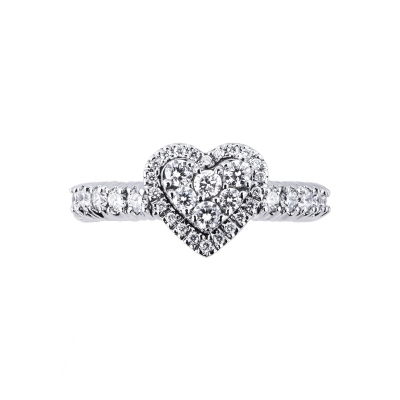 Bague coeur élastique en or blanc 18k avec diamants